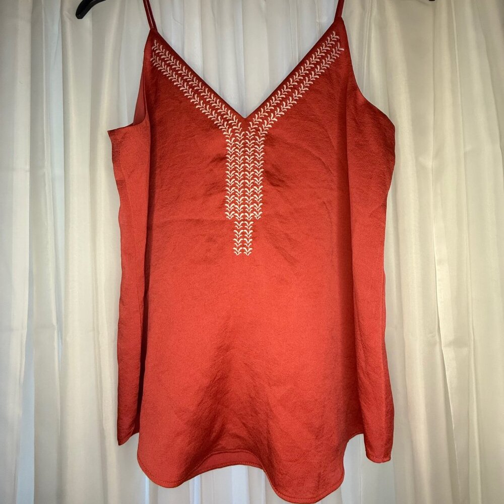 Express Women's Deep Coral Embroidered Spaghetti Strap Top NWT Size XS
